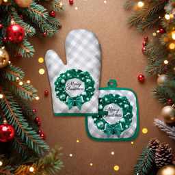 Кухонный набор «Доляна» Christmas, прихватка 17×17 см, варежка-прихватка новогодняя 26×16 см, 100% п/э