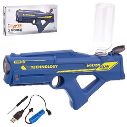 Вод. оружие аккумул. 37см бластер (3002blue) предохранитель, реверс для набора воды; дальность 8-10м, внутр. объём + доп. обойма = 650мл, в коробке