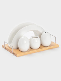 Набор для специй BellaTenero Бергамо, 4 предмета, на подставке, керамика, белый  фото 4