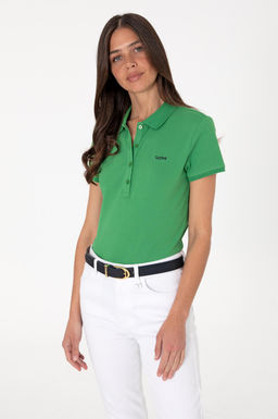 Kad_n A__k Ye_il Basic Polo Yaka Ti__rt Sepette S_rpriz _ndirim