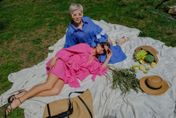 Платье льняное фуксия 26004