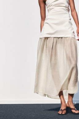 CONTRAST STRAPLESS MIDI DRESS - Zara фото 2