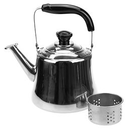 "Сосново" Чайник из нержавеющей стали 1,5л, д15см h16,5см, с ситечком, со встроенным в крышку свистком, подвижная бакелитовая ручка, цветная коробка (Китай)