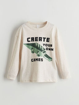 Bisiklet Yaka Bask?l? Erkek ?ocuk Ti??rt