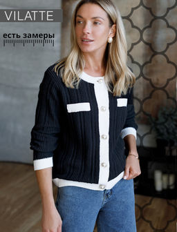 VILATTE / Жакет фактурной вязки с золотистыми пуговицами  фото 9