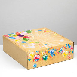 Цена за 5 шт. Подарочная коробка С шариками, крафт, 28,5 х 9,5 х 29,5 см - UPAK LAND фото 2