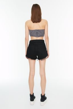 TRENDYOLMILLA Siyah Pacas? Puskul Detayl? Yuksek Bel Denim Sort TWOSS22SR0563  фото 5