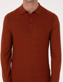 Karamel Slim Fit Y_n Kar___ml_ Polo Yaka Triko Kazak