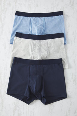Mavi-Lacivert 3l_ Paket Basic Pamuklu Esnek Boxer TMNAW20BX0063 - Trendyolmilla фото 2