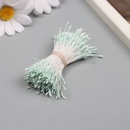 Тычинки для искусственных цветов глянец «Рисинки», серо-голубой, набор 360 шт., дл. 6 см