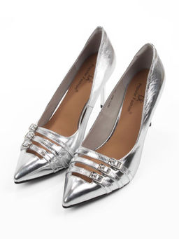 06-H57A-66C GREY/SILVER Туфли женские "Лодочки" (натуральная кожа)