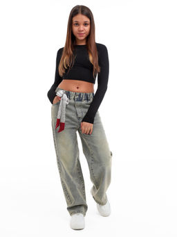 Джинсы-багги для девочек - СИНЯЯ МОДА фото 4