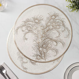 Набор салфеток сервировочных Доляна Павлин, 2 шт, d=38 см, цвет бежевый  фото 14