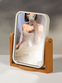 Зеркало настольное BAMBOO, прямоугольное, 16.5×19×4.5 см, (12.5×17 см), бамбуковое