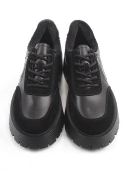 03-XKL23-169R BLACK Полуботинки утепленные женские (натуральная кожа, натуральная замша, байка)