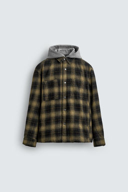 HOODED CHECK OVERSHIRT