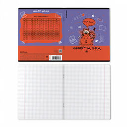 Цена за 5 шт. Тетрадь общая ученическая с пластиковой обложкой на скобе ErichKrause Котоформулы, Информатика, 48 листов, клетка  фото 2