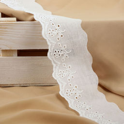 Кружево шитьё, 55 мм, 13±1 м, белое