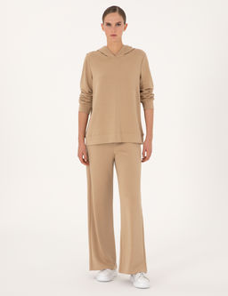 Bej Oversize Modal Kar___ml_ Kap__onlu Sweatshirt