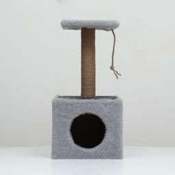 Домик для животных, с когтеточкой и полкой, джут, 32 х 32 х 64 см, серый - Simaland фото 14