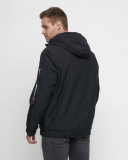 Куртка спортивная мужская на резинке большого размера черного цвета 88657Ch - Wonderrman фото 13