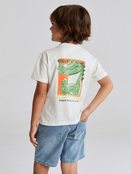 Bisiklet Yaka Dinozor Bask?l? Erkek ?ocuk Ti??rt