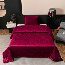 Велюровое покрывало в клетку и одна наволочка OVL035 160*220