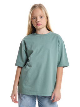 Футболка фисташковая детская хлопок подросткам 22-7627 фисташковый - Mini maxi фото 7