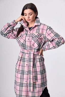 Пальто ANELLI 935 розовая клетка  фото 3