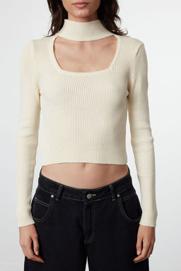 Tas Crop Dik Yaka Triko Kazak TWOAW24KZ01206