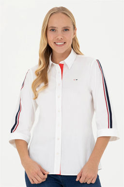 Женская белая рубашка с коротким рукавом Неожиданная скидка в корзине - U.s. polo assn фото 3