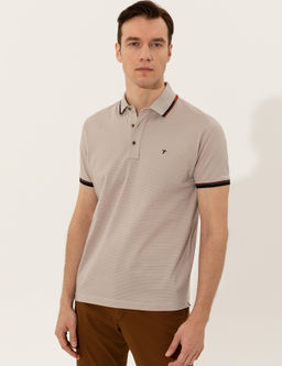 Bej Polo Yaka Slim Fit T-Shirt