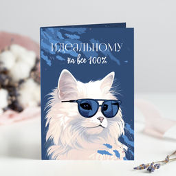 Открытка 4 шоколадки "Идеальному на все 100%" (кот)