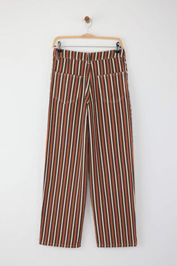 Kahverengi Cizgi Desenli Normal Bel Loose Baggy Jeans TWOAW26JE00003 - Trendyolmilla фото 6