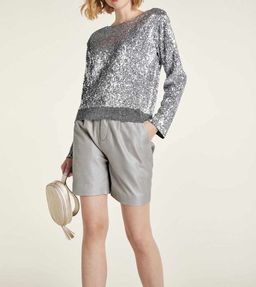 Кожаные шорты, серые