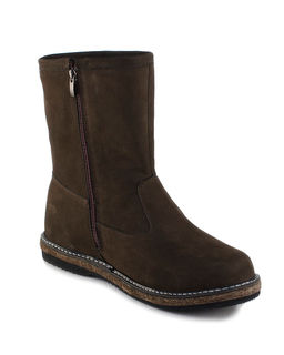 Полусапоги мужские на войлочной подошве, Коричневые. Нубук. Молния.