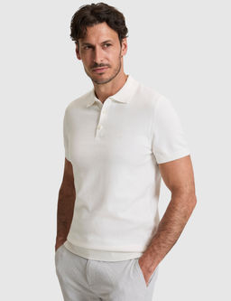 Ekru Slim Fit %100 Pamuk D__meli Polo Yaka Triko Ti__rt