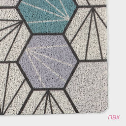 Коврик придверный Доляна «Грани», грязезащитный, вырезной, 80×120 см, серо-зелёный