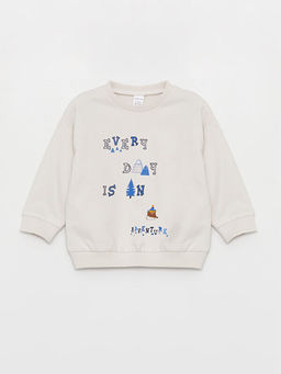 Bisiklet Yaka Bask?l? Uzun Kollu Erkek Bebek Sweatshirt ve E?ofman Alt? 2li Tak?m - Waikiki фото 2