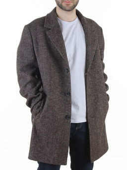 475627962 BROWN/GRAY Пальто Френч демисезонное мужское (65% шерсть, 35% кашемир)