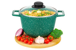 Казан 3 л ГАРМОНИЯ ВКУСА Изумруд С КРЫШКОЙ ф20, 28*21,5*18,5 см - Elan gallery фото 3