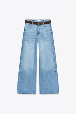 Z1975 HIGH-WAIST WIDE-LEG FULL-LENGTH JEANS WITH BELT - Zara фото 6