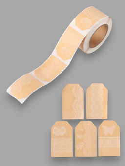 Наклейка бумага крафт Бирки. Кружево, 3?5 см 200 шт., в рулоне