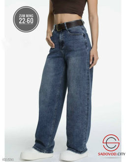 Джинсы багги с высокой посадкой