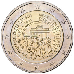 Монета 2 евро 2015 года D Германия 25 лет объединению Германии