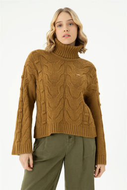 Женский легкий свитер с водолазкой цвета хаки - U.s. polo assn фото 4