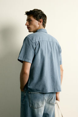 CAMISA REGULAR FIT ALGOD?N - LINO / Azul - Zara фото 3