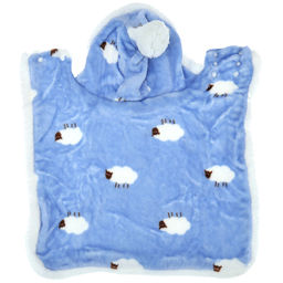 Пэт тойс (Pet toys) Одежда для собаки Накидка на меху Овечка с капюшоном, с помпоном, на кнопках, р-р M, длина спинки 35см/обхват шеи 32-36см, цвет-голубой, флис/искусственный мех (100% полиэстер) (Китай) - Домашняя мода фото 5