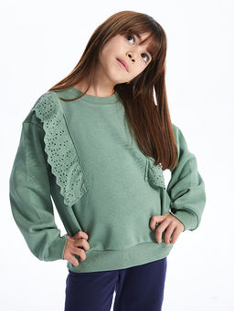 Bisiklet Yaka Fisto Detayl? Uzun Kollu K?z ?ocuk Sweatshirt