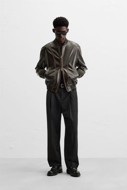 FAUX LEATHER BOMBER JACKET